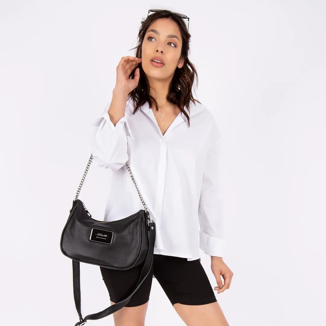Classic black leather shoulder bag