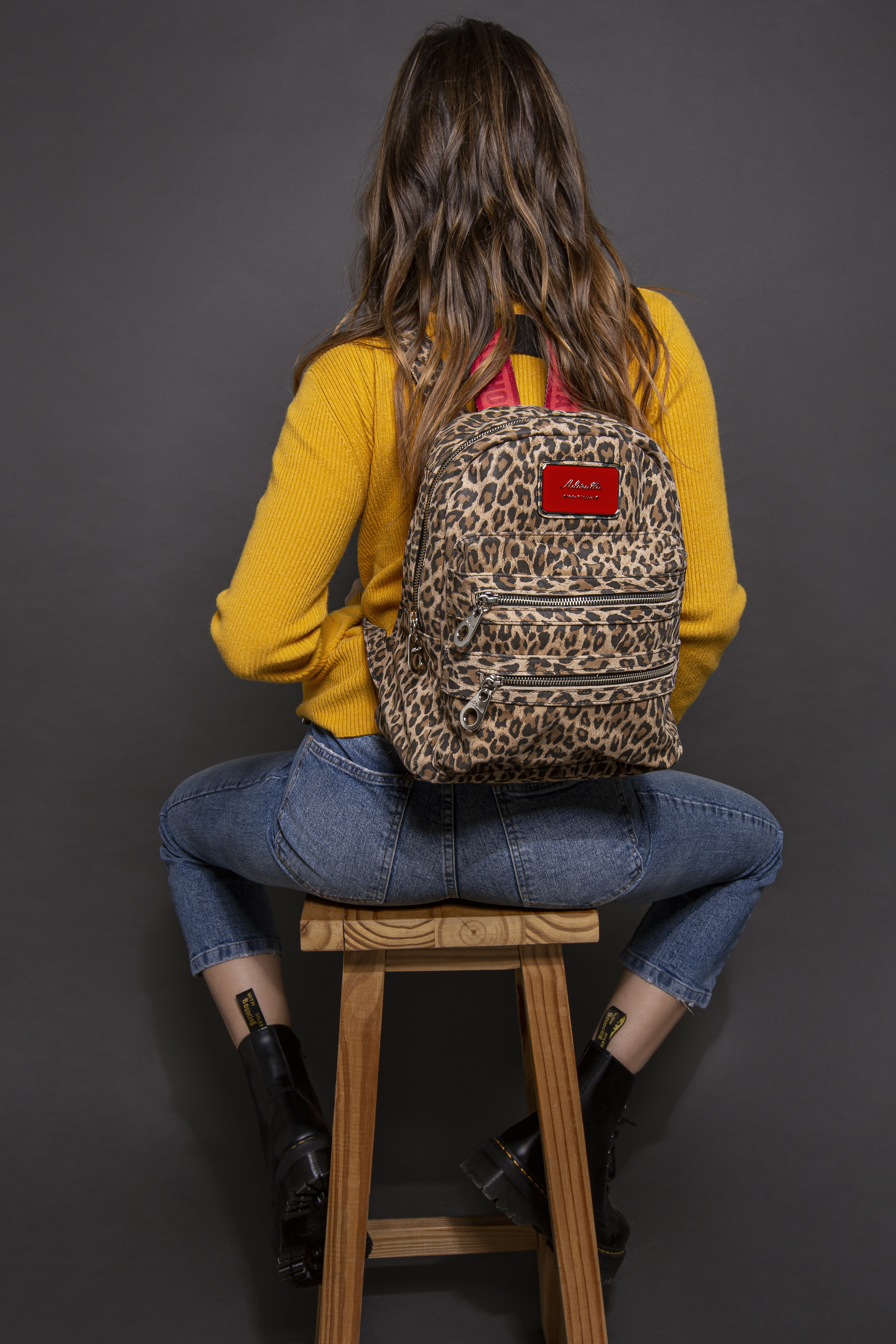 Mia Print — leopard leather backpack