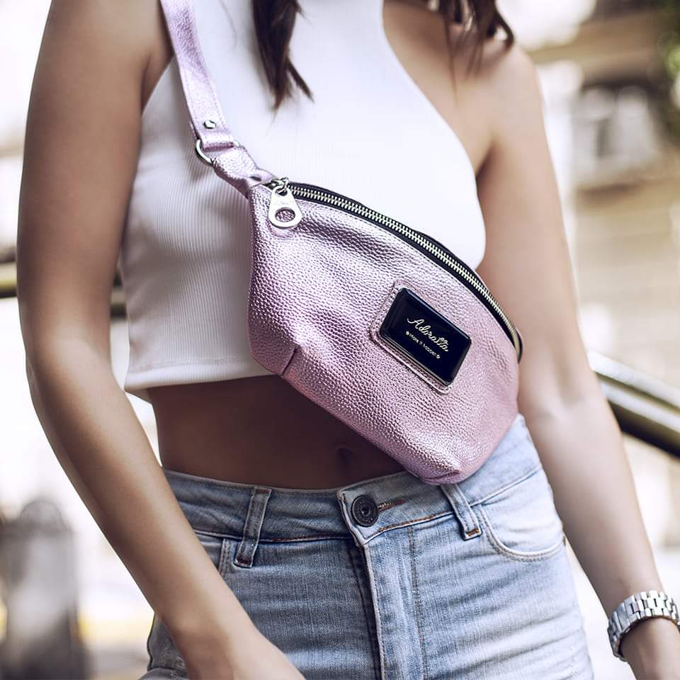 Pink metallic leather bum bag